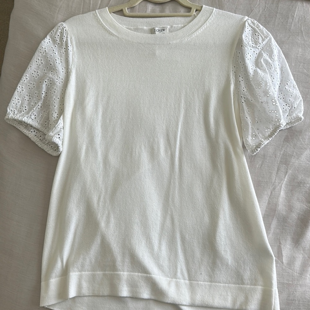 NEW with tags JCREW top lace puff sleeve